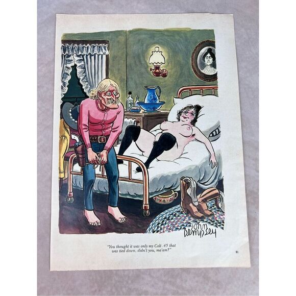 1980s Sexy Adult Cartoon Dinner Vintage Print Ad Poster Pinup Art Magazine Page - Picture 1 of 6